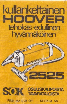 Kullankeltainen HOOVER , pölynimuri. SOK Osuuskaupat .  s62