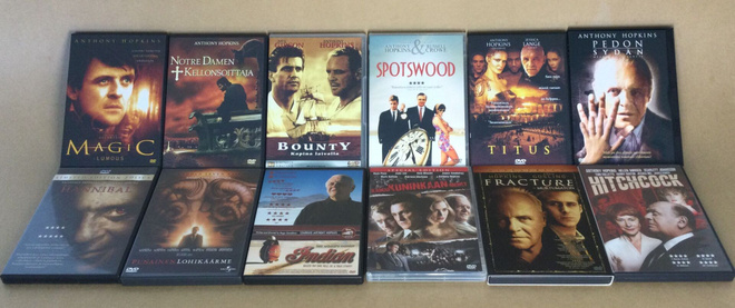 Anthony Hopkins -lokuvia 12 kpl DVD