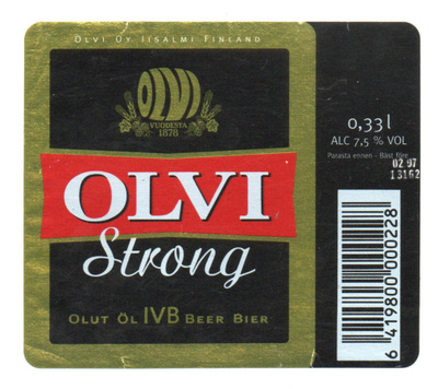 Olvi Oy Iisalömi OLVI Strong IVB Olut etiketti