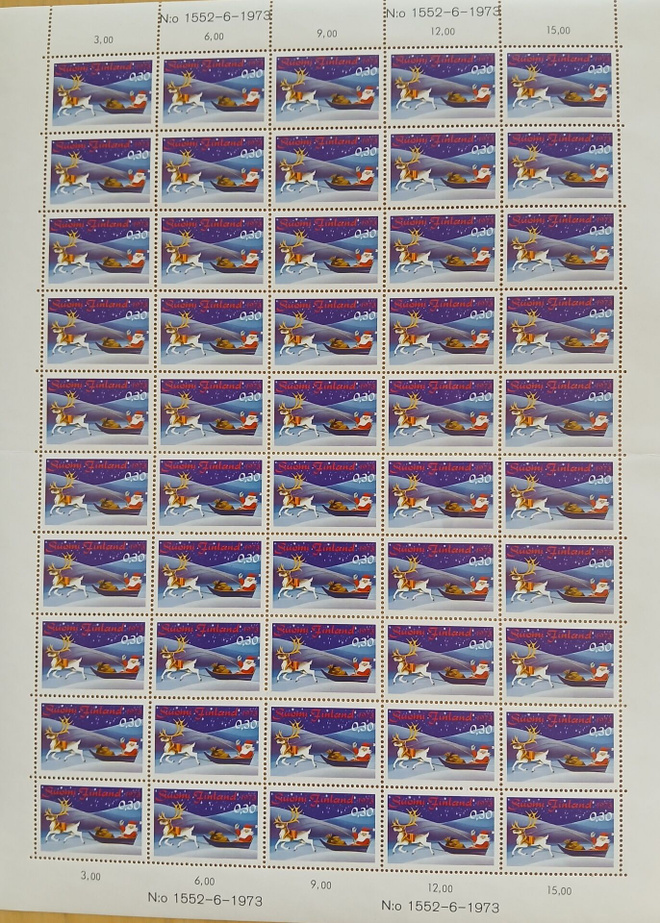 Postimerkkiarkki Joulu 15.11.1973, LAPE 738 **.