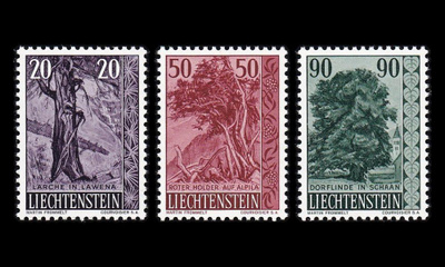 Liechtenstein 377-9 ** Puut ja pensaat (1959)