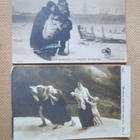 kaksi vintage taidekorttia - 1900-luku alku - pikkukuva 1
