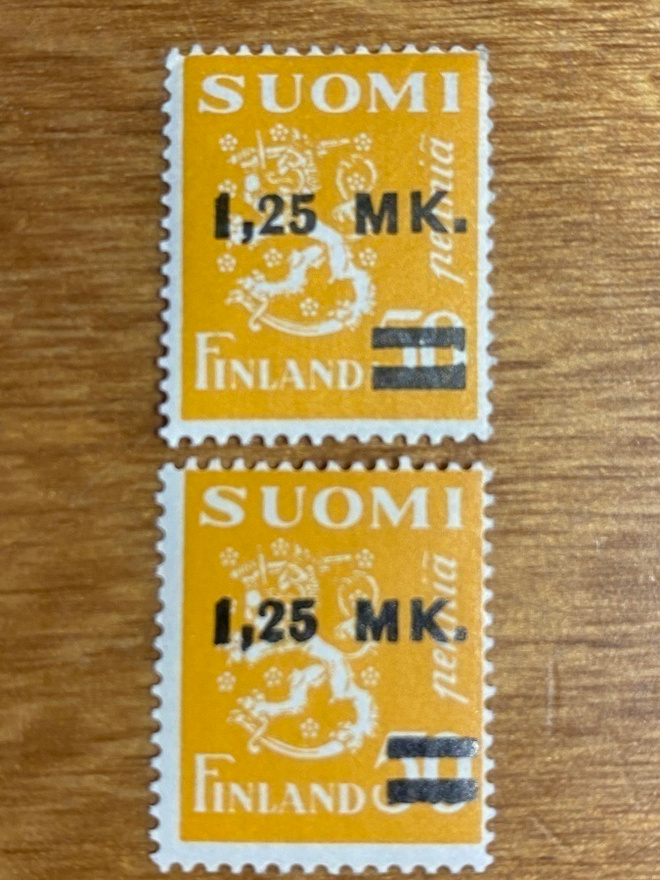 LEIJONA MALLI 1930 1,25MK/50PEN MOLEMMAT VERSIOT**