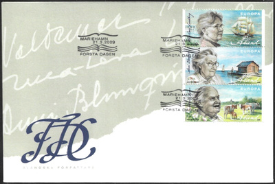 FDC ÅL 2009 ÅV 20 Ahvenanm. kirjailijoita  LaPe ÅL 303-305