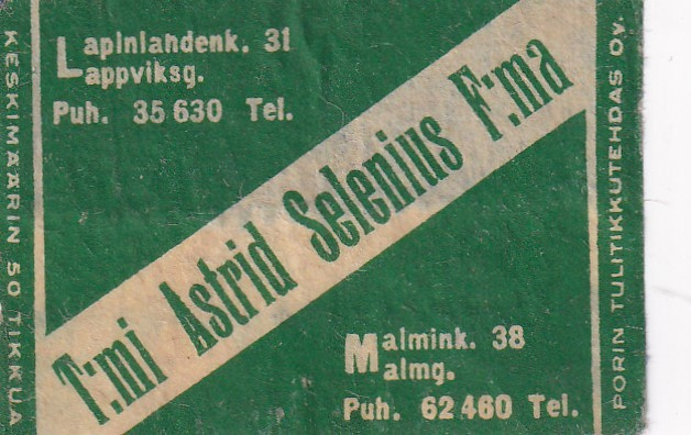 Helsinki, T:mi Asrid Selenius F:ma   5/13