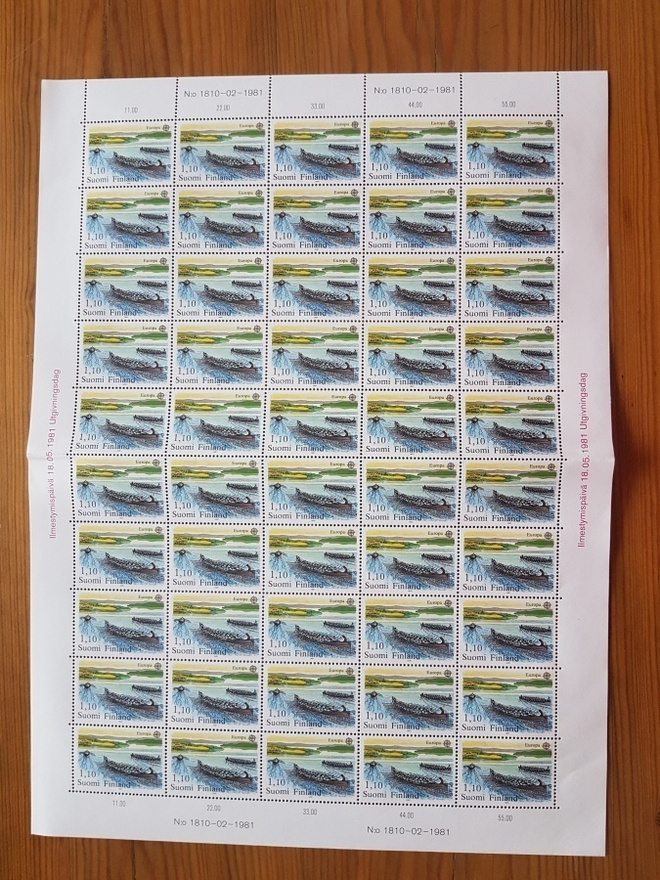 Europa Cept postimerkkiarkki 1981 Postimerkkiarkki 1.10 mk.