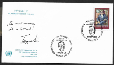 YK Genf - Trygve Lie 1987 FDC  (Mic. 151)