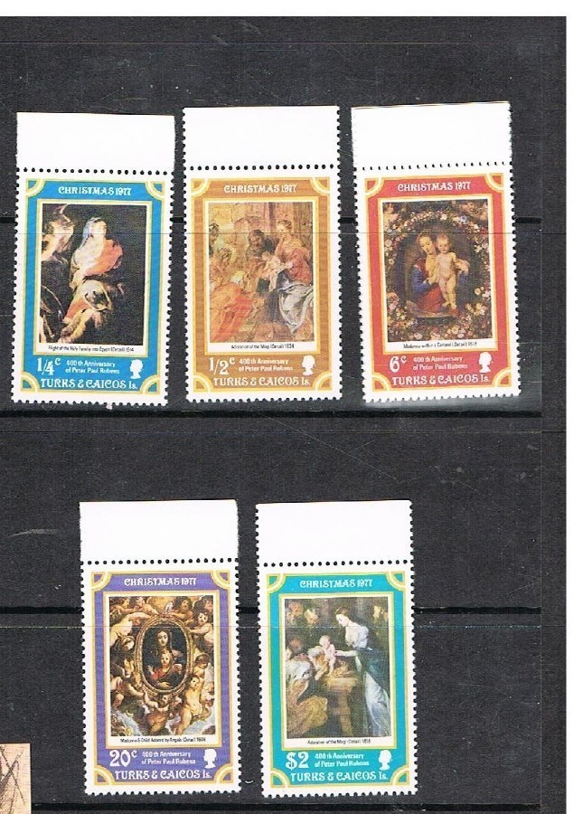 Turks and Caicos Islands 1977 - Joulu ++ sarja ja blokki