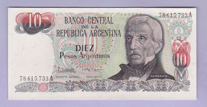 Argentiina 10 Pesos v.1983-84 UNC P-313