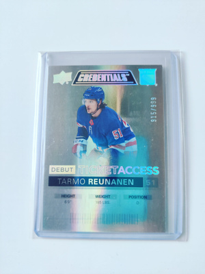 Tarmo Reunanen 21-22 Credentials Debut Ticket Access /999