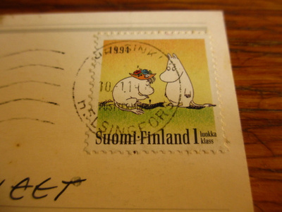 inva postikortti auringonkukka pm muumi 1lk 1994