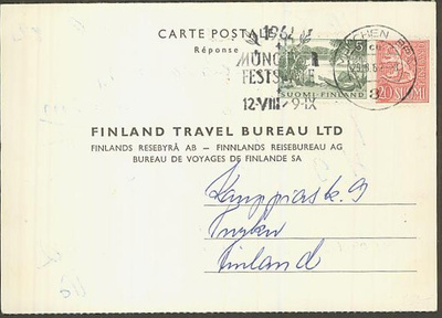 M54 1952 vastauskortti Saksasta