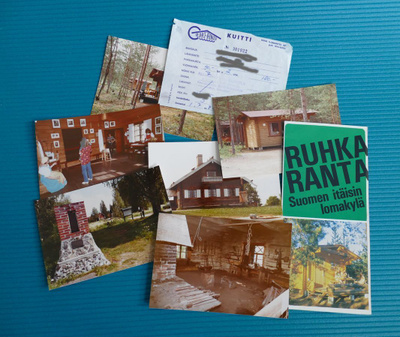 Ruhkaranta lomakylän esite, valokuvia ja kuitti 1.7.1982