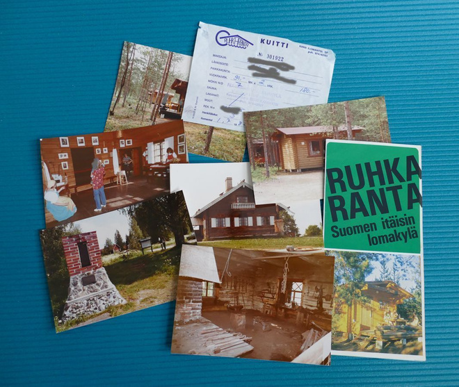 Ruhkaranta lomakylän esite,  valokuvia ja kuitti 1.7.1982
