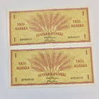 2 x 1 mk 1963 Ösarja Pakkasileät? Numerot Peräkkäin - pikkukuva 1