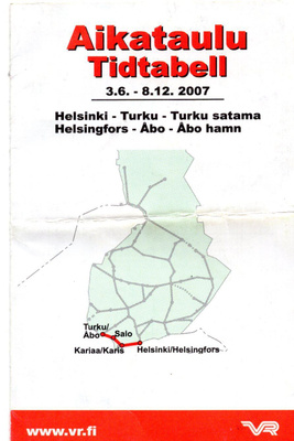 VR AIKATAULU 2007 (HELSINKI - TURKU/TURKU SATAMA)