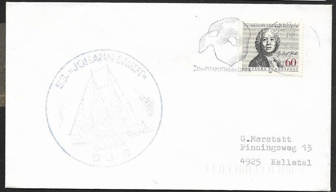 Postilähetys - BRD - Hamburg 1990 + laivaleima Johan Smidt