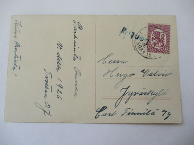 1926 Lentilä rivil s + Alavus kortilla