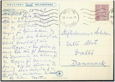 1963 25p viol.leijona kortti Tanskaan