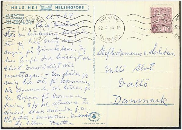 1963 25p viol.leijona kortti Tanskaan