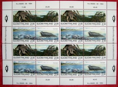 1995 Uhanalaisia eläimiä postituore arkki  (48)
