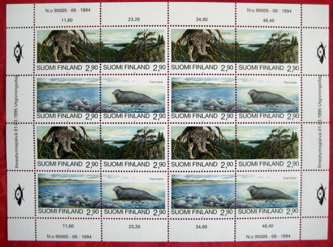 1995 Uhanalaisia eläimiä postituore arkki  (48)