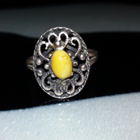 Upea vintage Hopea Meripihka sormus 925 baltic amber - pikkukuva 1