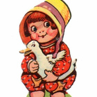 WANHA / Hattupäinen tyttö ankka sylissään. 1930-l. - pikkukuva 1