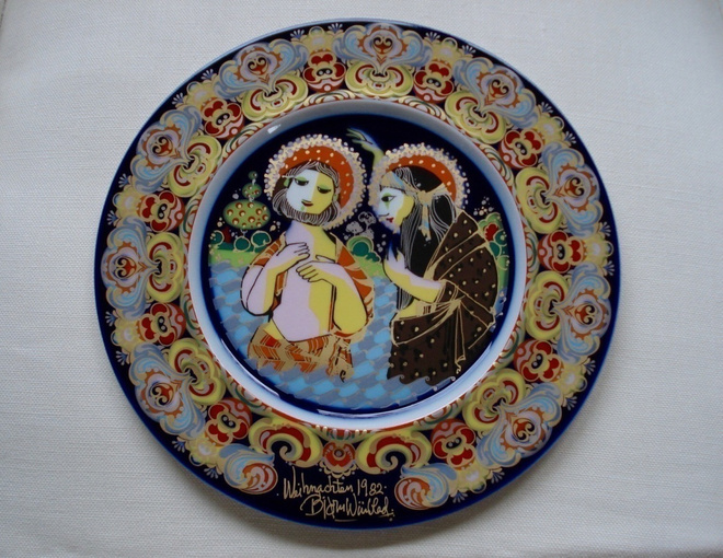 Rosenthal Bjørn Wiinblad JOULU-SEINÄLAUTANEN 1982 Käsinmaal