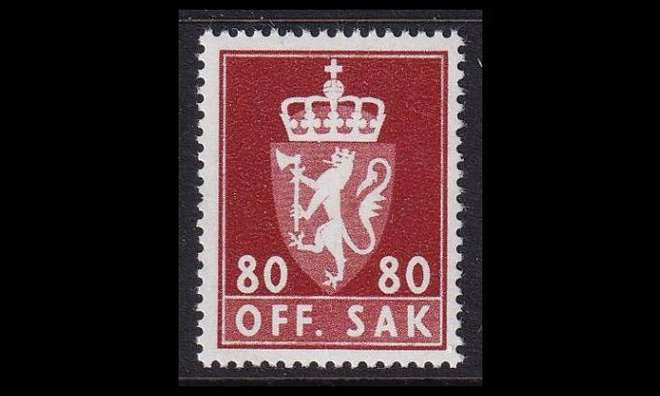 Norja 81y ** Virkamerkki 80 öre y-pap (1955)