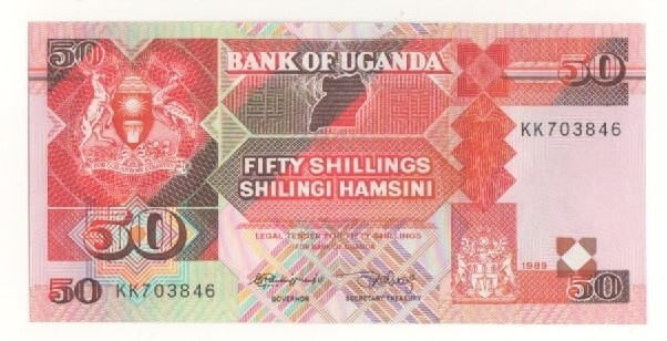 Uganda 50 Shillings 1989, pakkasileä