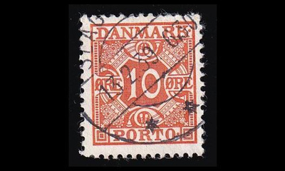 Tanska PORTO_28 o 10 öre oranssi ruututausta (1934)