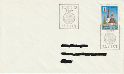 1971 Tornio 350vuotta merkin FDC-kirje