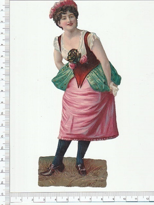 * neito seppele päässä, vanha kuva, 16,5 x 7 cm *