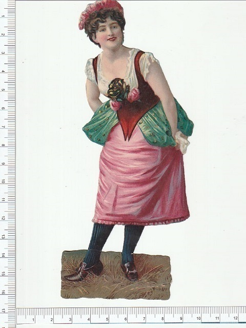 * neito seppele päässä, vanha kuva, 16,5 x 7 cm *