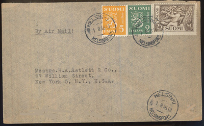 M30 1946 lentokirje USAhan