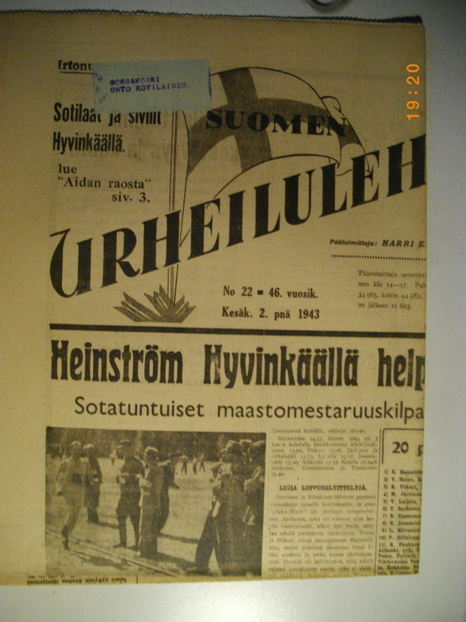 Suomen Urheilulehti Nro 22/1943 (25.2)