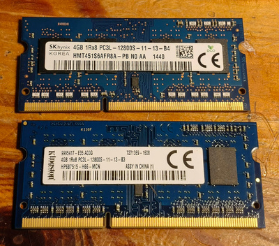 8GB DDR3 sodimm (2x 4gb)