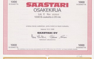 OKK 1988 Säästäri Oy spec, Helsinki osakekirja