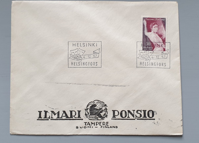 FDC Suomi  1957 Aalberg Ilmari Ponsio Tampere