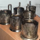 Metallinen lasinpidike USSR 6 kpl podstakannik - pikkukuva 2