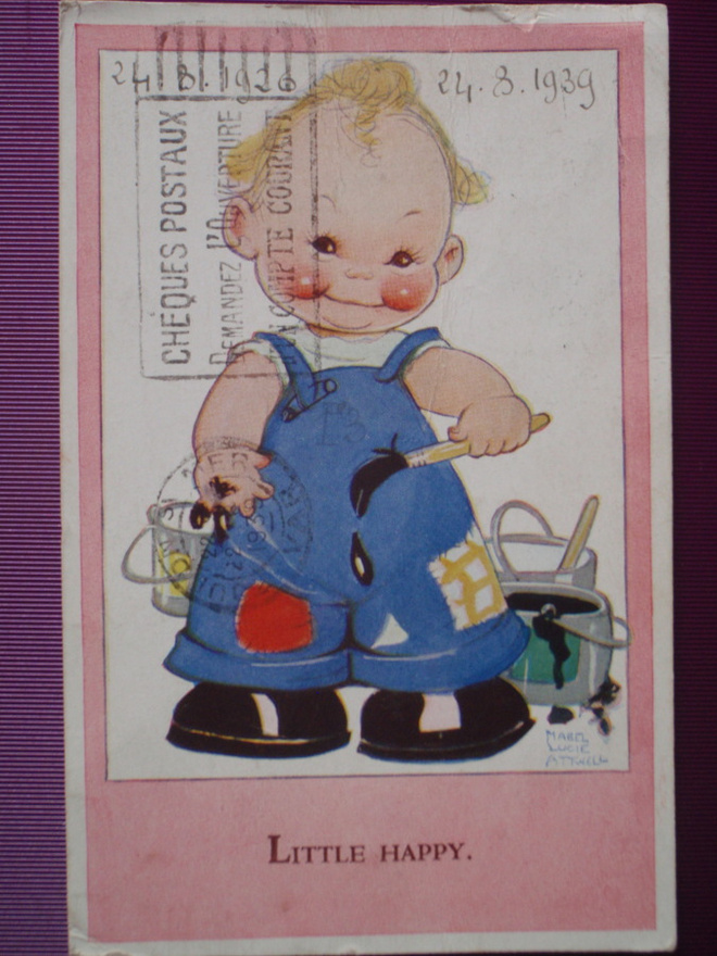 Mabel Lucie Attwell lapsi maalaamassa VANHA -39