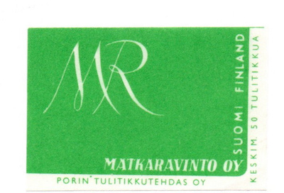 Porin Tulitikkutehdas MR Matkaravintola oy Etiketti