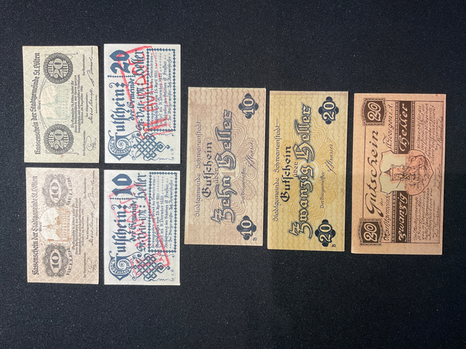 Erä Austria Notgeld 1919 - 1920 7 kpl.