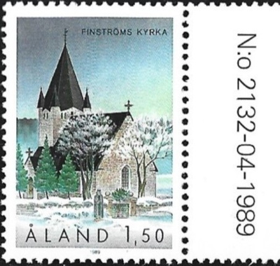Ål 1989 Finströmin kir 1,50 mk välilöpari numero ** LaPe 037