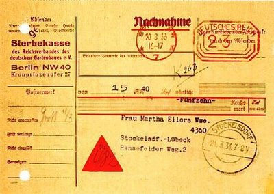 Saksa 1930 frankkeerausleima postiennakkokortilla