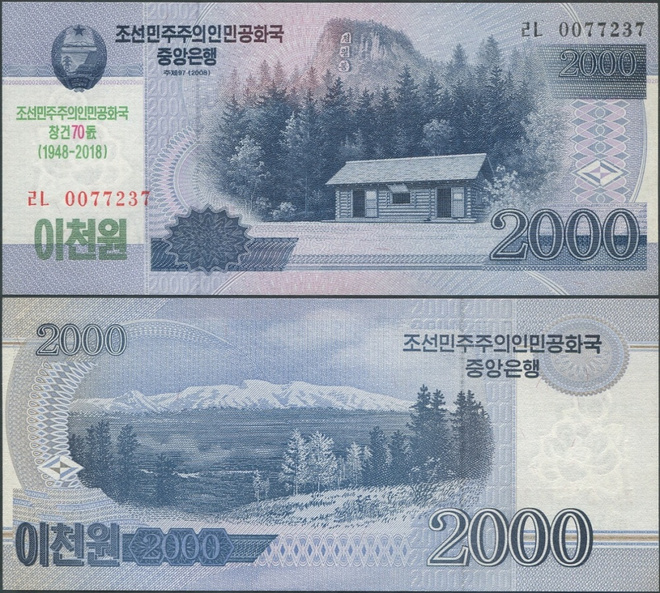 Pohjois-Korea 2000 Won 2018 UNC DPRK 70v