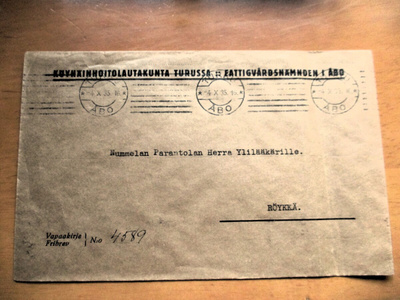 1915 Turku Köyhäinhoitolautakunta vapaakirje