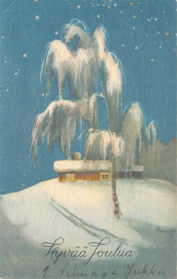 Martta WENDELIN - Jouluinen pihapiiri - kulk. 1950