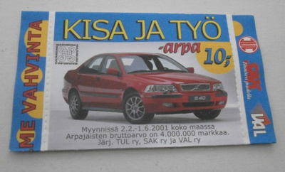 Kisa ja työ -arpa v. 2001, avaamaton!